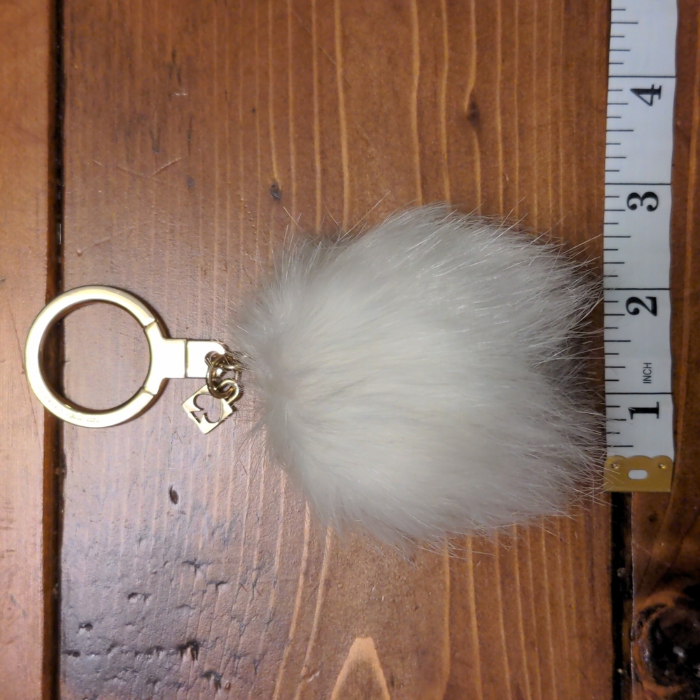 Kate Spade White Puff Keychain